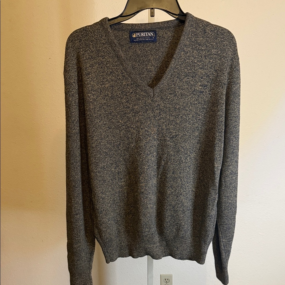Puritan Men's Heather‎ Gray V-Neck Sweater